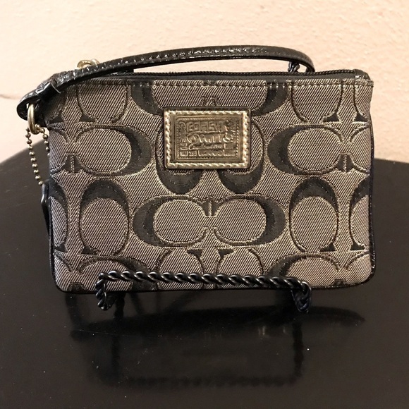 Coach Handbags - Coach classic black & gold fabric C design wristlet. NWOT